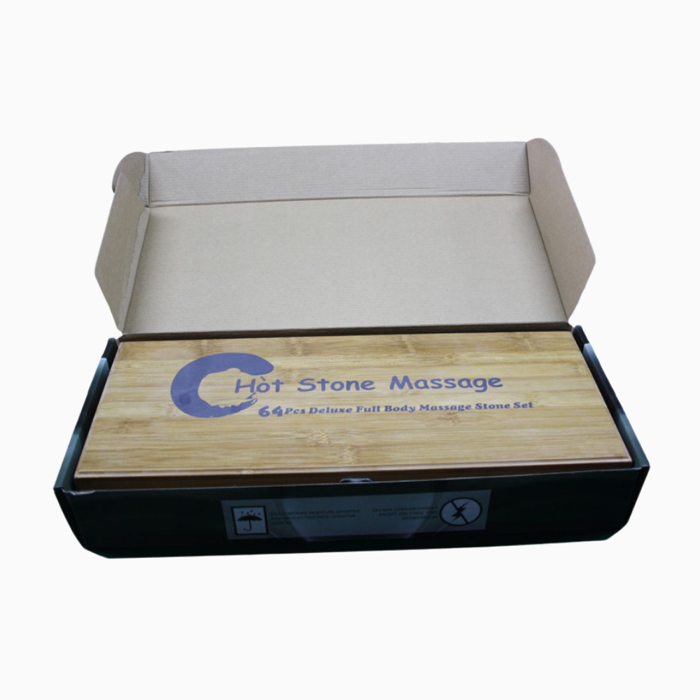 Massage Hot Stone Set 64 Pcs Deluxe Black Basalt