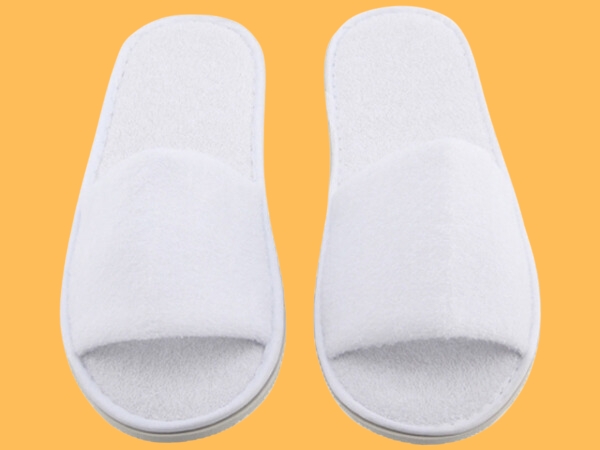 white cotton and coral fleece slippers